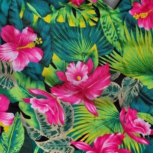 Vintage‎ Beach Coverup Hawaiian Hibiscus Tropical Floral Wrap Dress Convertible